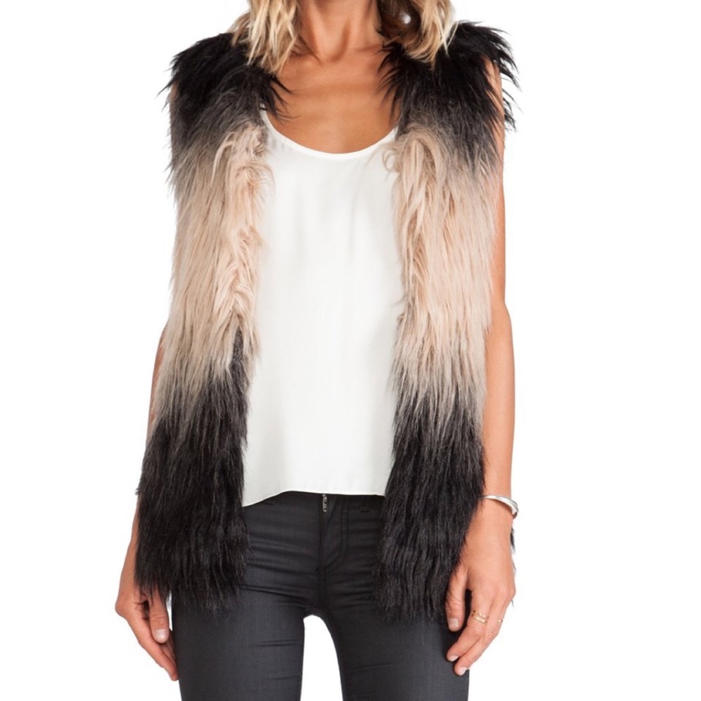 Blank NYC long fur ombre vest Sz S